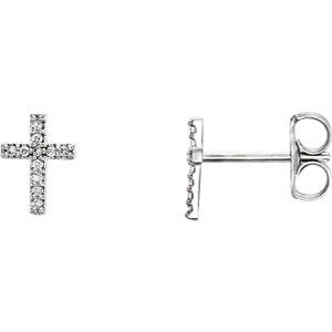14K White 1/10 CTW Diamond Cross Earrings