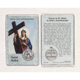 Bulk St. Helen Prayer Card with Medals - Healing Saint for Relationships