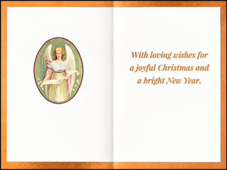 Virgin of the Grapes after Mignard Foil Christmas Cards, Set of 10: inside of the card, copper foil greeting