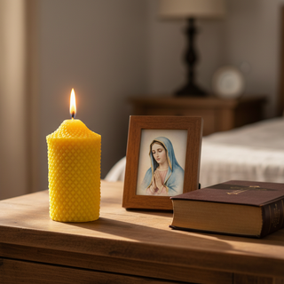 100% Beeswax Catholic Prayer Pillar Candle