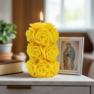 100% Besswax Rose Pillar Candle