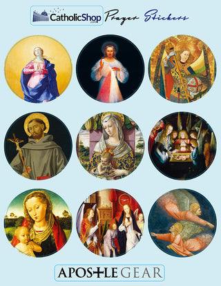Catholic Sticker Sheet - 12 Prayer Stickers