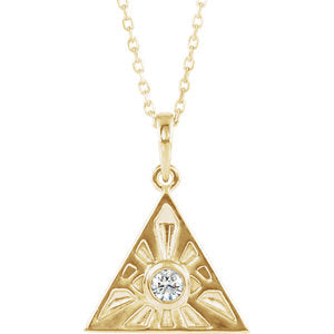 14K Gold 1/10 CTW Diamond Eye of Providence 16-18" Necklace