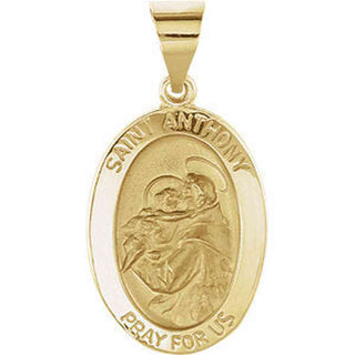 14K Gold 19x14 MM Hollow Oval St. Anthony Medal