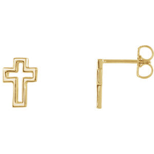 14K Gold Open Cross Earrings