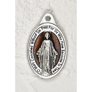 Bulk Miraculous Medals Double Sided Silver tone with Brown Enamel