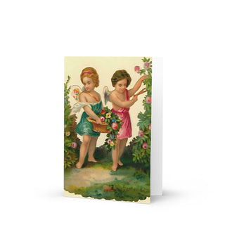 Thank You Card - Cherubs with Roses Vintage Angels: front