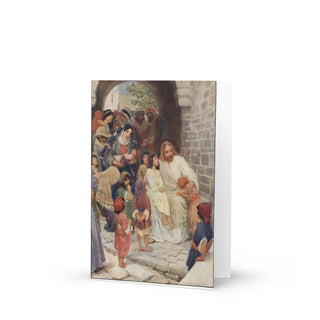 Thank You Teacher Card - Christ Blessing the Children Vintage Bible Print: front