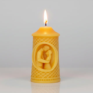 100% Pure Catholic Prayer Beeswax Candle – Couple Embrace Design
