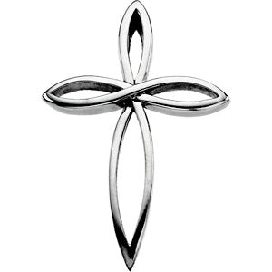 14K White 36.5x26.25 MM Cross Pendant
