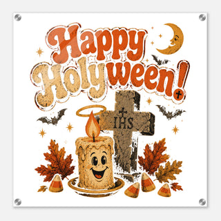 'Happy Holyween' Retro Acrylic Wall Plaque