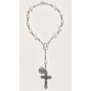 3-pack - St Christopher Auto Rosary - White Cat's Eye