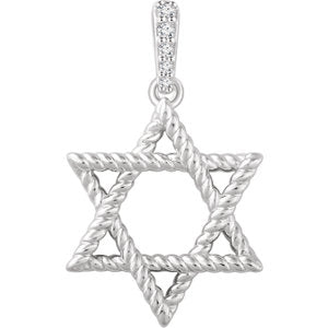 14K White .025 CTW Diamond Star of David Pendant
