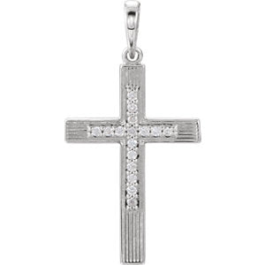 14K White .08 CTW Diamond Cross Pendant