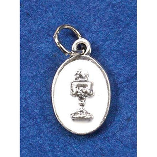 White Enameled Oval Chalice Medal With Chain - Pack of 3