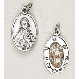 12-Pack - Saint Therese of Lisieux Pendant with Flowers