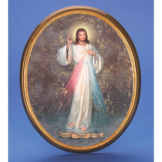 Oval Wooden Divine Mercy Plaque- 12" Boxed