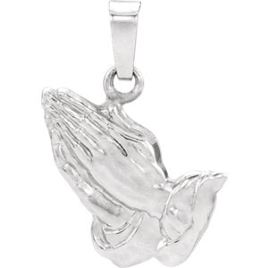 14K White 19.75x16 MM Praying Hands Pendant