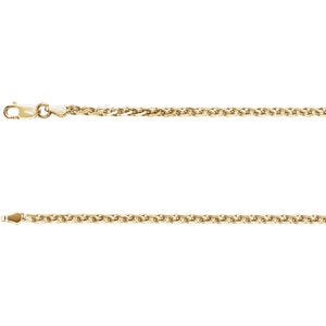 7-inch Diamond Cut Wheat Bracelet with Lobster Clasp - 14K Yellow Gold