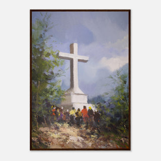 Pilgrims at the White Cross Framed Print - view 3