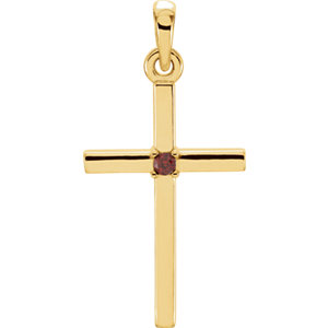 14K Gold 22.65x11.4 MM Mozambique Garnet Cross Pendant
