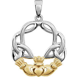 14K White & Yellow Claddagh Pendant