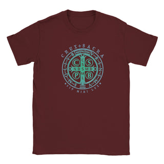 St. Benedict Medal Teal Gradient T-Shirt - view 7