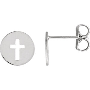 Sterling Silver Pierced Cross Earrings