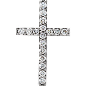 14K White 1/2 CTW Petite Diamond Cross Pendant