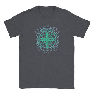 St. Benedict Medal Teal Gradient T-Shirt - view 3