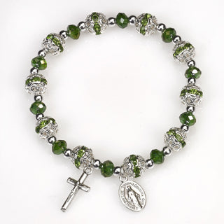 4-pack - Green Stretch Rosary Bracelet