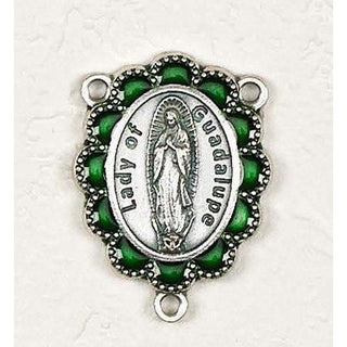 Bulk Our Lady of Guadalupe 3/4 Oval Silver toned Enameled Rosary Center