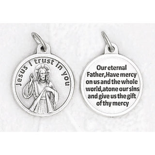 Bulk Divine Mercy Silver Tone Round Medal