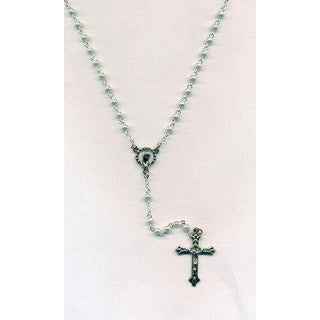 Rosary - 15-1/2 inch - Faux Pearl Beads - Blue