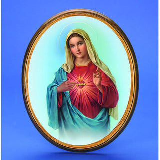 Large Oval Wooden Immaculate Heart Plaque- 17" Boxed