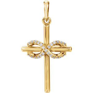 14K Gold .06 CTW Diamond Infinity-Inspired Cross Pendant