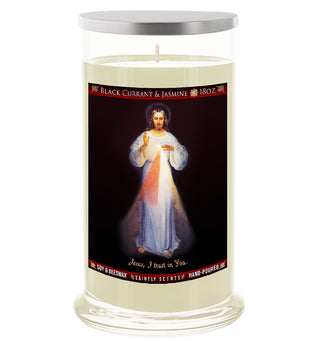 Divine Mercy Painting Scented Prayer Candle - Black Currant and Jasmine