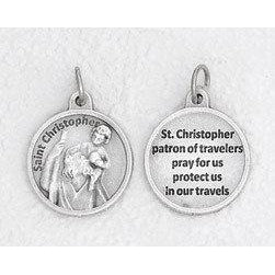 Bulk Saint Christopher Silver Tone Round Medals