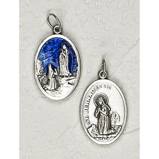 25-Pack - 3/4 inch Blue Enamel Lady of Lourdes Pendant