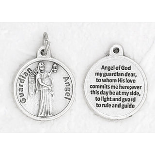 Bulk Guardian Angel Silver Tone Round Medals