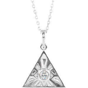 Sterling Silver 1/10 CTW Diamond Eye of Providence 16-18" Necklace