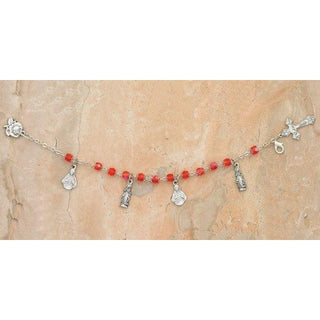 3-pack - Twin Hearts Charm Bracelet Red