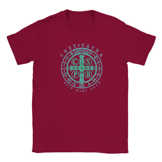St. Benedict Medal Cross Teal and Aqua T-Shirt - view 9
