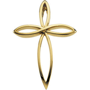 14K Gold 36.5x26.25 MM Cross Pendant