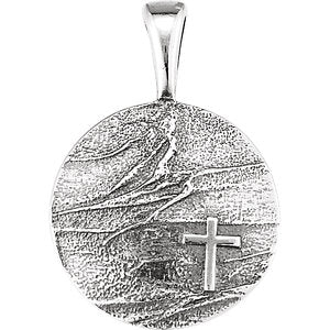 Sterling Silver 27.6x19.1 MM Heartprint Storm Pendant