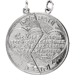 14K White Miz Pah Coin Left Pendant