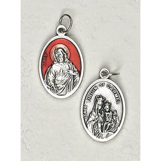 25-Pack - 3/4 inch Red Enamel Sacred Heart of Jesus