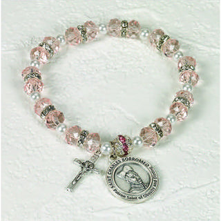 3-pack - Healing Saint Crystal Rosary Bracelet - St Charles Borromeo