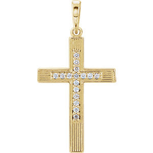 14K Gold .08 CTW Diamond Cross Pendant