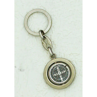 6-Pack - 1-1/4" St Benedict Revolving Key Ring - SILVER